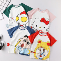 Not the same high-end pro-dress family of three short-sleeved mother-daughter dress cartoon T-shirt for the summer and the wave