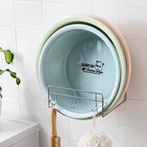 Face basin rack-free wall hanging adhesive hook toilet pot artifact storage rack bathroom shelf for Basin home