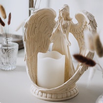  Nordic retro angel girl wings led electronic candle holder decoration Home desktop decoration Church decoration