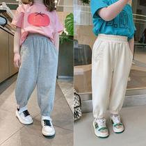 Childrens clothing 2021 New Girls childrens spring dress Korean leisure sports pants baby Foreign trousers pants spring and autumn