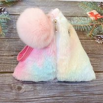 Handmade triangular imitation rabbit hair outer bag honey bag