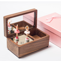 Lettering wooden clockwork childrens music box music box rotating dance ballet girl Princess sound moon box decoration