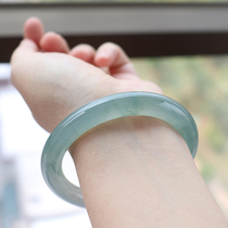 Xiaoliangzi Jade natural Myanmar a goods jade ice glutinous water floating blue flower thin round jade bracelet women