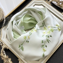 Spring color Haitang Chinese wind upscale real silk embroidered scarf mulberry silk Su embroidered middle-aged mother shawl silk scarves
