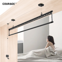 Single pole drying rack hand crank balcony lifting single row clothes bar small apartment single root type manual drying cooling clothes horizontal bar