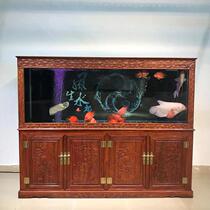 Solid wood mahogany Chinese fish tank bottom cabinet Rosewood aquarium base living room large super white dragon fish tank custom