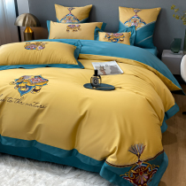 180 Xinjiang long suede cotton four pieces of covered pure cotton embroidery quilt cover full cotton bed Ogasawara high-end light and luxurious bed product 4 softness