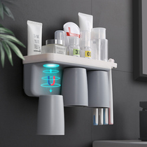 Punch-free wash cup set brushing rack wall-mounted wall hanging toothbrush hanging Tooth Cup tooth toilet