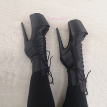 Leecabe ultra-high heels Sexy model fashion catwalk low barrel boots fashion lace-up high-heeled booties 3K