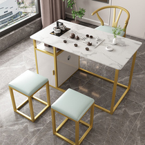 Modern balcony tea table and chair combination Household simple small tea table Rock plate Kung Fu tea several tea sets one