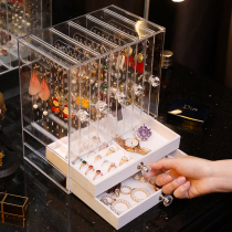 Earrings storage box Net Red jewelry hanging necklace earrings ear studs hand jewelry household transparent large capacity display shelf