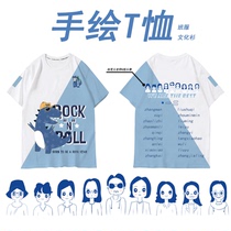 Hand-painted class clothes custom full-body printing T-shirt work clothes diy clothes fake Two ins Wind Games printing logo