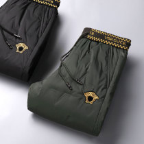 Winter outdoor cold-resistant white goose down pants mens European and American style exquisite head embroidery slim feet down pants men