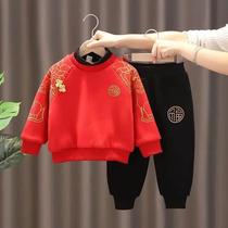 Baby happy new year serving children Hanfu age dress winter boys New Year clothes girls Chinese style new year suit