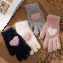 Japan Winter Gloves Women Cute Warm and Thickened Anti-Cold Autumn Winter Day Students Five Fingers Bike Ride