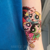 METZ tattoo sticker waterproof female durable simulation tattoo color cute cartoon flying little policewoman sticker ins Wind