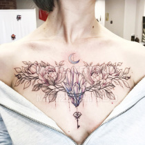 METZ tattoo stickers waterproof men and women long lasting dark sexy flower chest big pattern sticker tattoo flower arm ins Wind