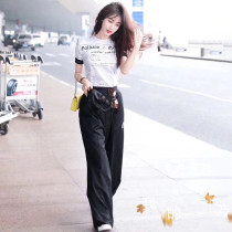  well done Korean version of Li Fei Er burst trousers WE11 thin straight high waist wide leg casual trousers