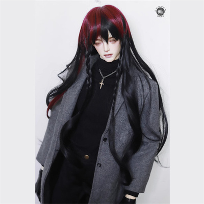 taobao agent Lazy baby BJD wig 3 -point giant baby SD puppet mdd bear egg dragon soul uncle bangs long curly hair high temperature silk red black