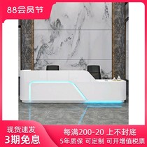 现货公司前台接待台简约现代白色烤漆办公桌吧台美容院柜台收银台