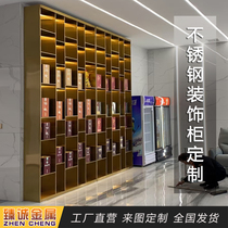 Stainless steel display cabinet decoration cabinet custom hotel living room steel cabinet metal TV cabinet alcove display wine cabinet