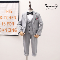 Boy Suit Set Three Piece British Korean Edition 2021 Spring and Autumn New Flower Boy foreign handsome dress suit tide