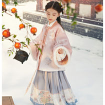 Childrens Hanfu girls autumn and winter Chinese style Tang suit plus velvet padded suit ancient dress childrens wear dress