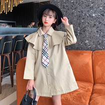 Girls Western Wind Coat Long Autumn 2021 New Korean Childrens Autumn Girls Chunqiu Jacket