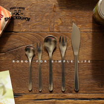ROBOT Japanese dessert fork coffee spoon ice cream spoon cake fork stainless steel mixing spoon