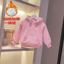2021 new autumn and winter children's foreign style children's clothing children's long sleeve hoodie baby coat tide girls plus velvet vests