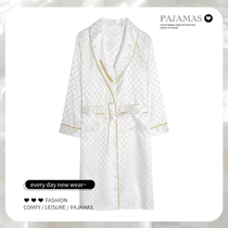 Mens spring and autumn season sleeping robes thin section of ice silk thin Pure Lacing Bathrobe home for the summer to step up for yard leisure
