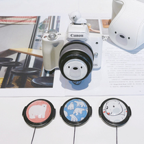  Little white bear series lens cover with anti-loss rope hot shoe set Canon M50 cartoon cute 37 49 52 58mm
