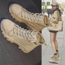 South Korean tide canvas Martin boots girl British wind new summer thick leather thick sole boots tide