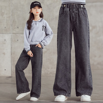 Girls jeans 2021 new spring and autumn foreign style plus velvet trousers