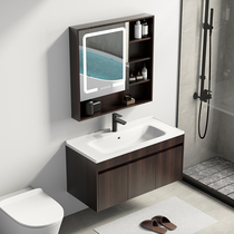 New Chinese style bathroom cabinet hand wash basin cabinet combination bathroom washstand ebony waterproof and moisture-proof custom solid wood