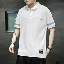 Mens short-sleeved T-shirt summer 2021 new loose pop brand ice silk pure cotton ins trend polo large size t-shirt