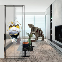 Modern minimal art glass screen wind seating room partition bedroom household blocking double - sided effect 3D landscape painting