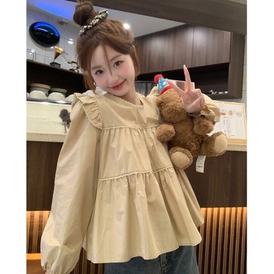taobao agent Spring doll, sexy top, french style, long sleeve, 2023 collection