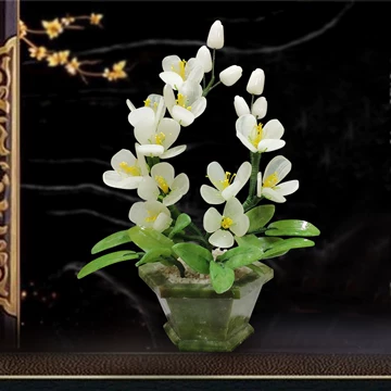 玉石花盆景 石細工 花盆栽 ガラスケース付き 硬石彫刻 天然石 玉石 フラワー 天然盆景花玉石工艺品-天然盆景花玉石工艺品促销价格、天然盆景花玉石