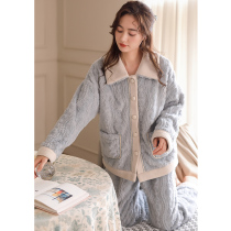 Moonlight goddess Daily Gtra ~ winter coral velvet padded velvet autumn and winter flannel home suit set