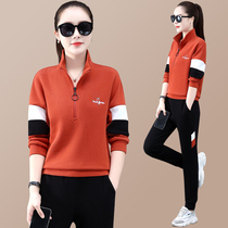  361 sweater suit female spring and autumn Jordano 2021 new stand-up collar loose casual trousers sportswear two-piece suit