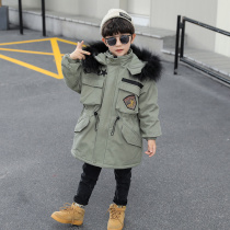 Boys cotton coat 2020 new winter style plus velvet coat winter long down cotton coat