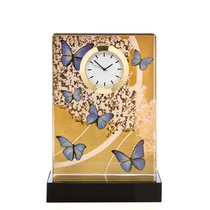 Goebel German Gaobao artist series Joanna Blue Butterfly glass table clock