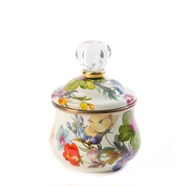 MacKenzie Childs Flower Print Pattern White Afternoon Tea Set Coffee Sugar Jar with Lid 290ml