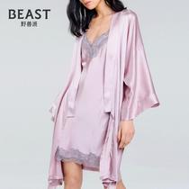 THE BEAST Fauvism home clothes hard candy lace silk robe sexy pajamas birthday gift