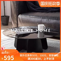 Minimalist Italian tempered glass round coffee table light luxury modern Nordic minimalist designer model room rock board coffee table