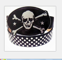  Punk mens belt personality belt domineering big skull rock black rivets Korean version of the big head non-mainstream