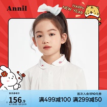 Anet girl girl long sleeve shirt 2022 spring new embroidered collar girl shirt ladies blouses big boy clothes