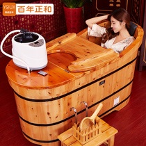 Cedar wooden barrel bath fumigation bath Solid wooden barrel bath bath tub Bath tub Adult adult wooden household