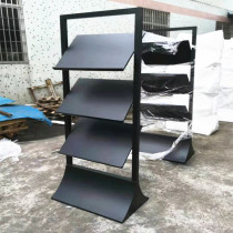 Real estate Black data frame curved display rack sales office magazine rack vertical floor landing black folding frame newspaper rack